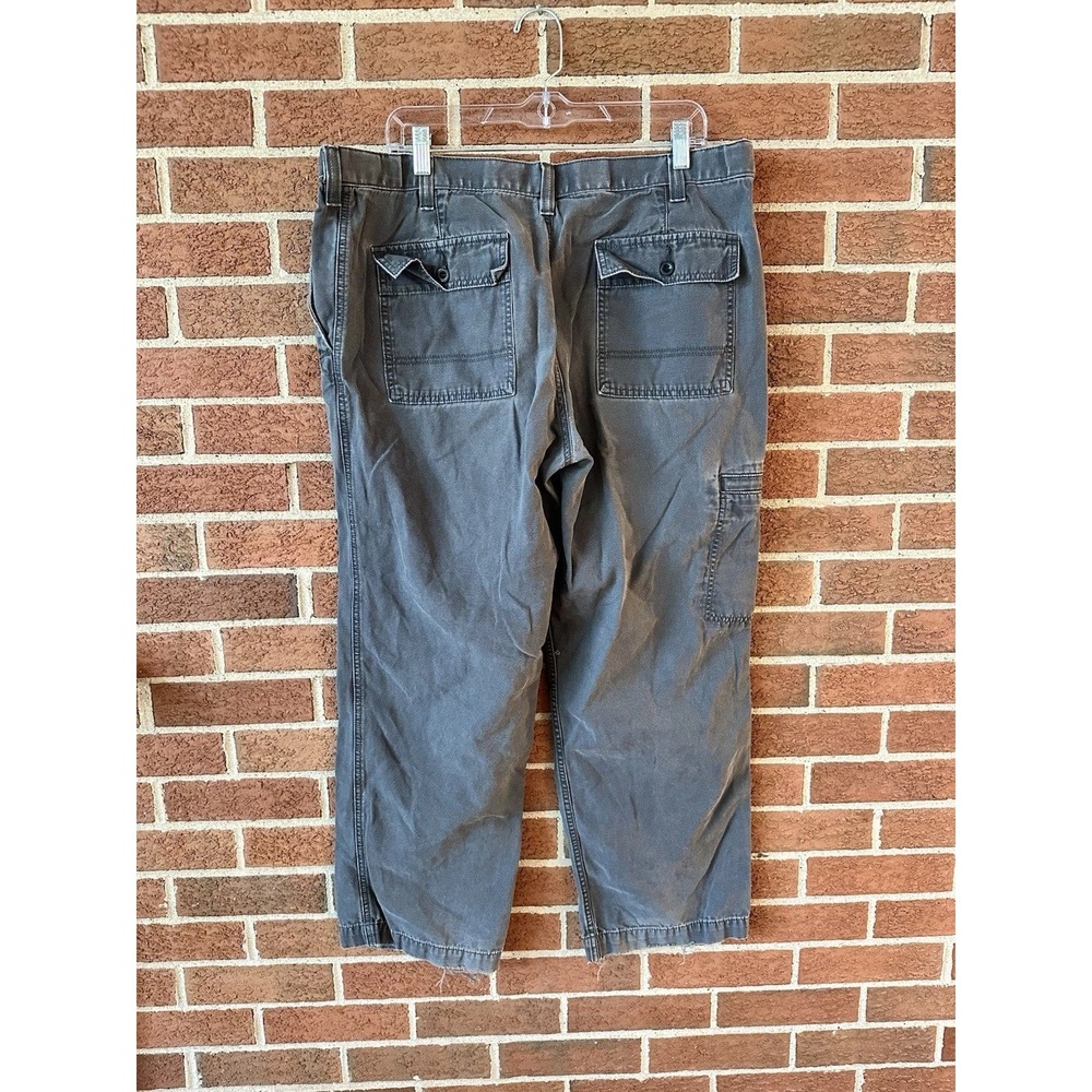 Dockers D3 Classic Cargo Pants Mens Gray Faded Canvas Workwear Straight Leg